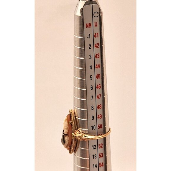 Vintage Cameo Ring With Diamond Accent In Ornate Gold Setting Original Box RARE - Picture 11 of 14